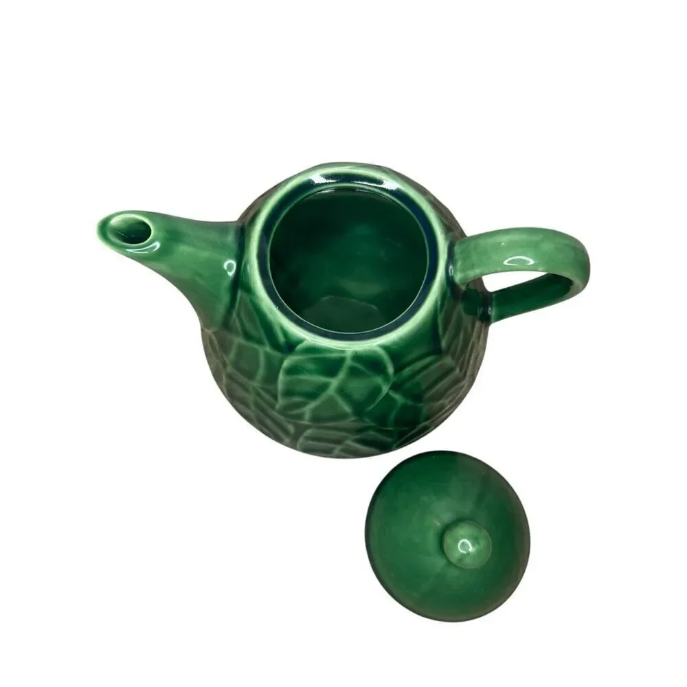 Pier 1 Imports Teapot Green‎ Jade Leaves Stoneware with Lid